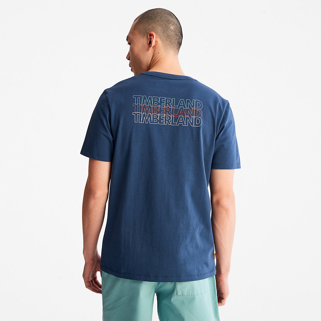Outdoor Heritage Stacked-Logo T-Shirt for Men in Blue Timberland US
