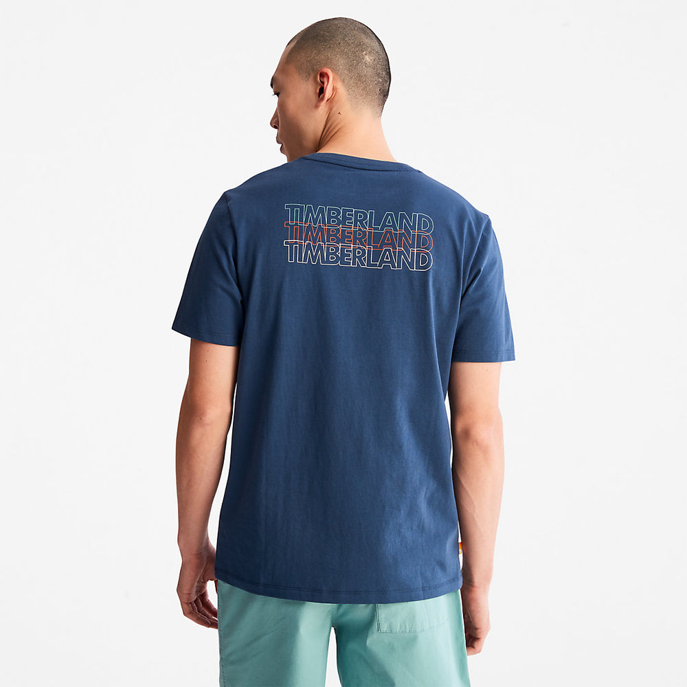 Outdoor Heritage Stacked-Logo T-Shirt for Men in Blue Timberland US