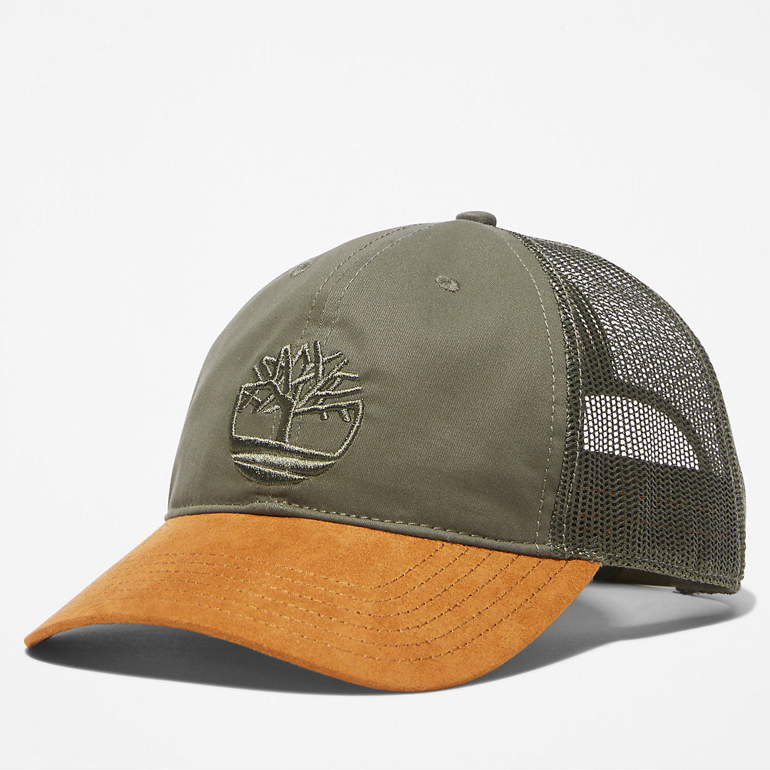 Trucker Hat with a Faux-suede Brim for Men in Green Timberland For Sale