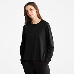 Anti-Odour Supima® Cotton Long-sleeved T-Shirt for Women in Black Timberland On Sale