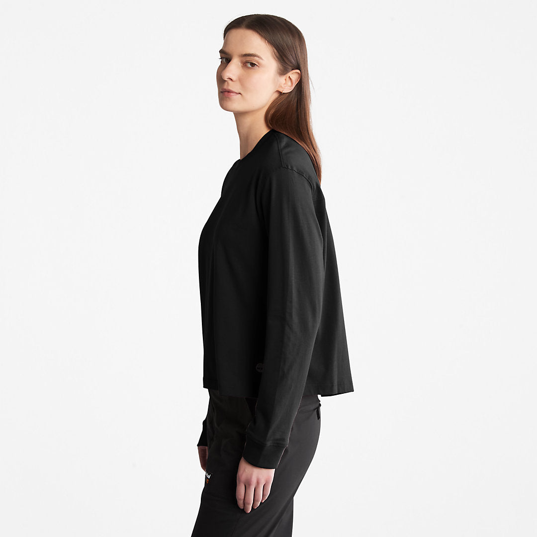 Anti-Odour Supima® Cotton Long-sleeved T-Shirt for Women in Black Timberland On Sale