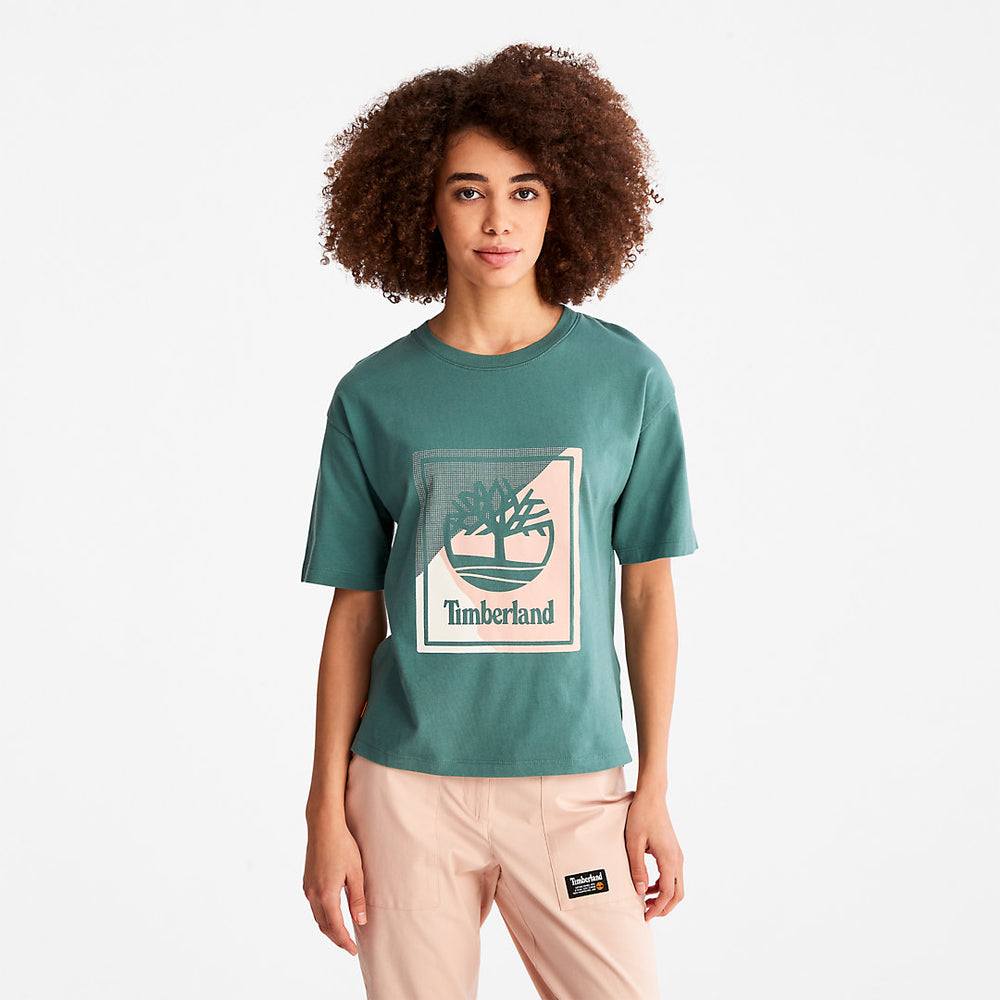 Logo Graphic T-Shirt for Women in Teal Timberland Sale