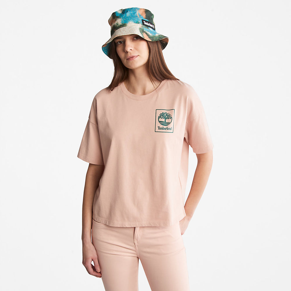 Back Graphic Logo T-Shirt for Women in Pink Timberland On Sale
