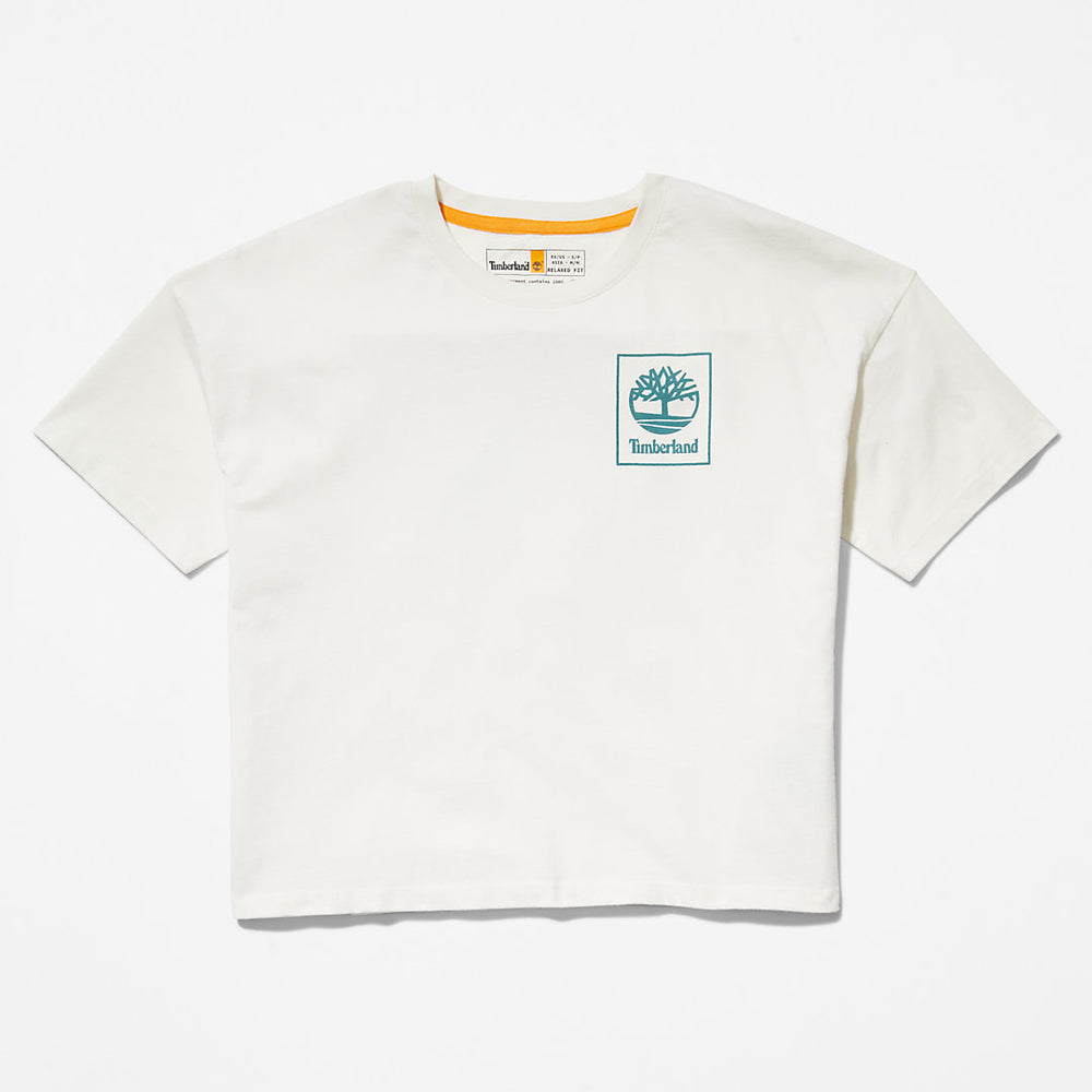 Back Graphic Logo T-Shirt for Women in White Timberland For Sale
