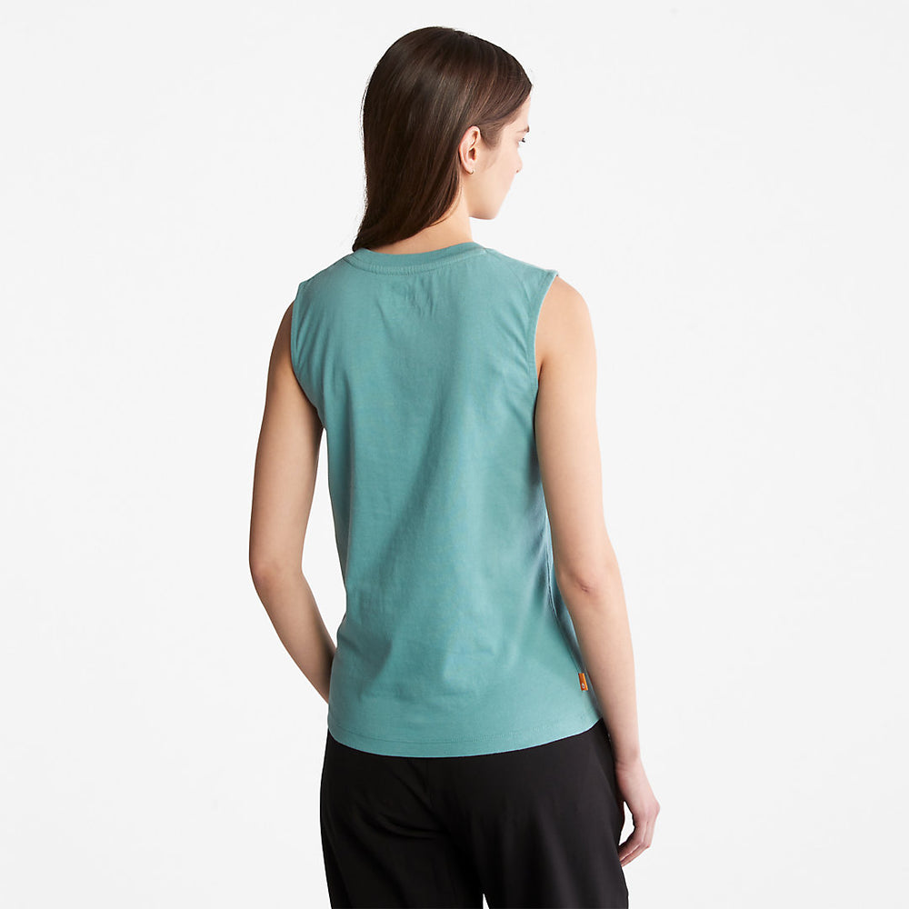 Logo Tank Top for Women in teal Timberland For Sale