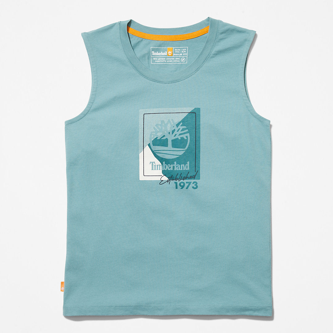 Logo Tank Top for Women in teal Timberland For Sale