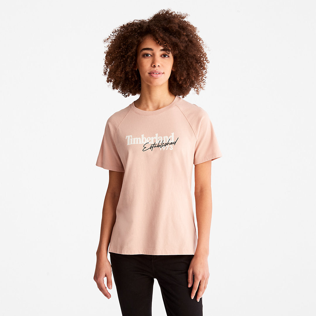 Raglan-sleeve Logo T-Shirt for Women in Light Pink Timberland Sale