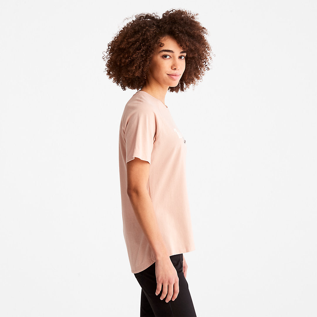 Raglan-sleeve Logo T-Shirt for Women in Light Pink Timberland Sale