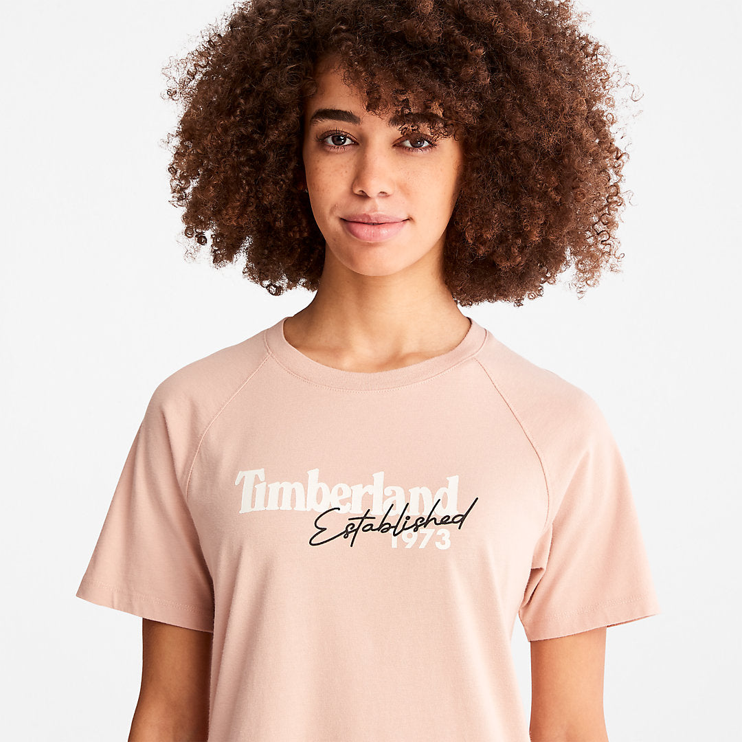 Raglan-sleeve Logo T-Shirt for Women in Light Pink Timberland Sale