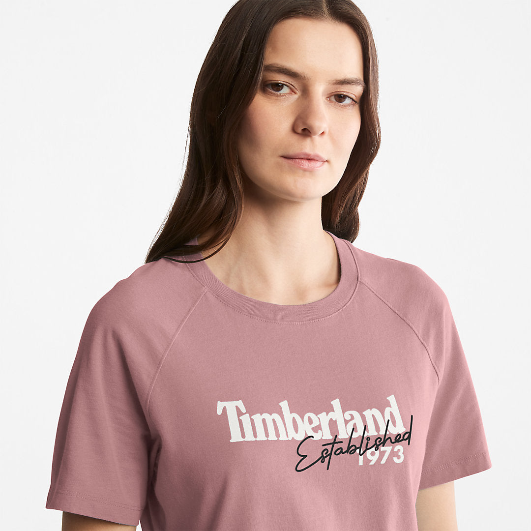 Raglan-sleeve Logo T-Shirt for Women in Pink Timberland Discount