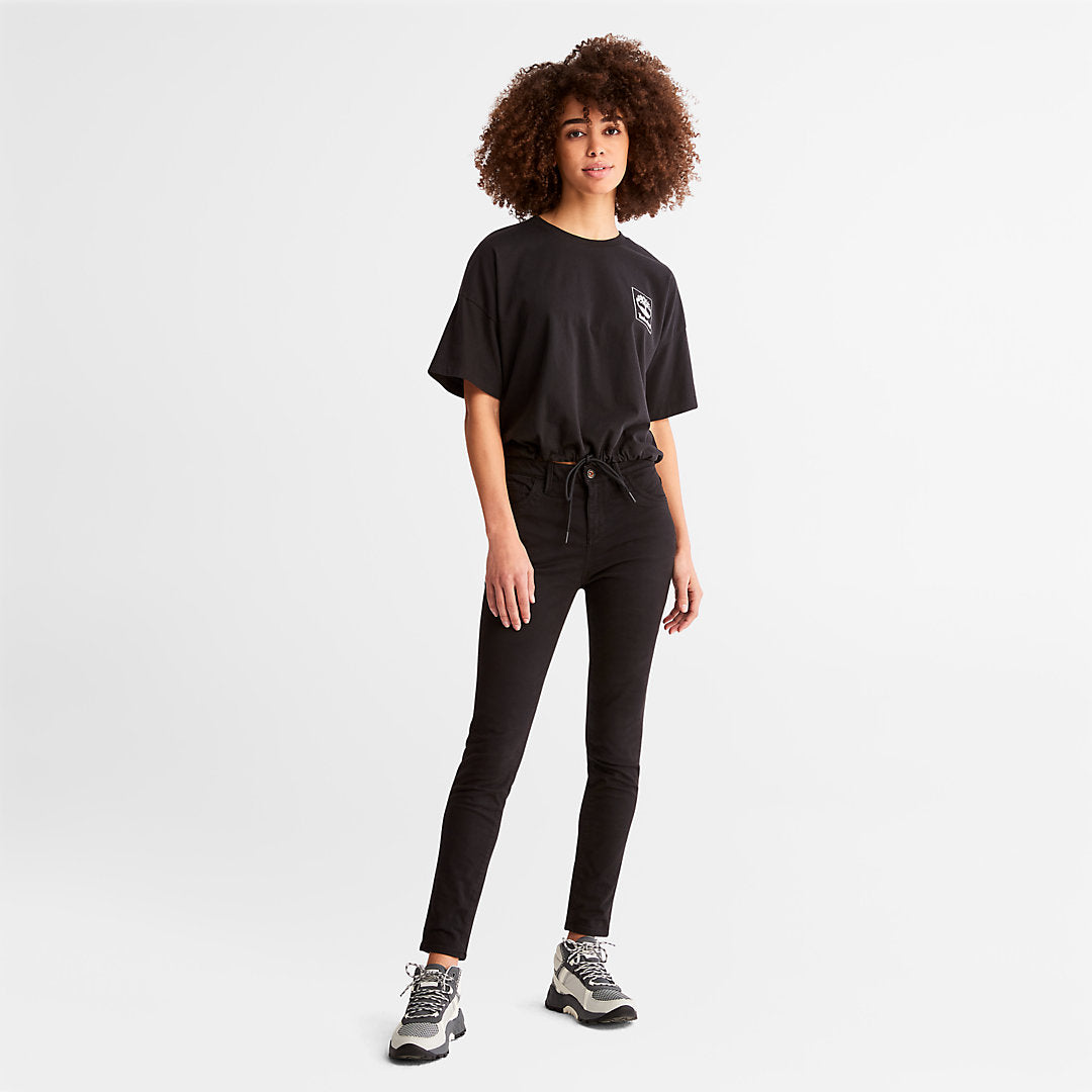 Cropped T-Shirt with Drawstring Hem for Women in Black Timberland Discount