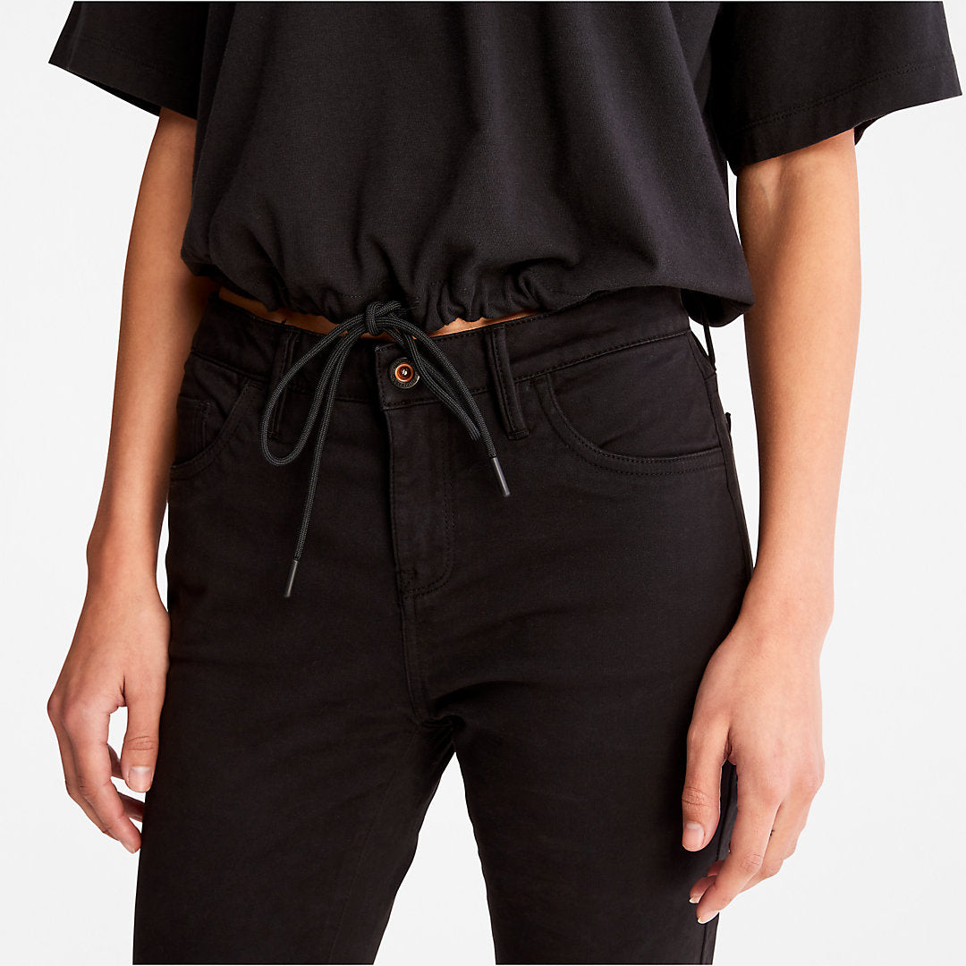 Cropped T-Shirt with Drawstring Hem for Women in Black Timberland Discount