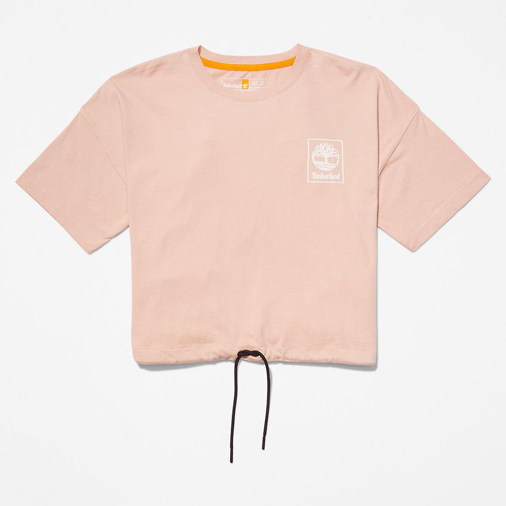 Cropped T-Shirt with Drawstring Hem for Women in Pink Timberland US