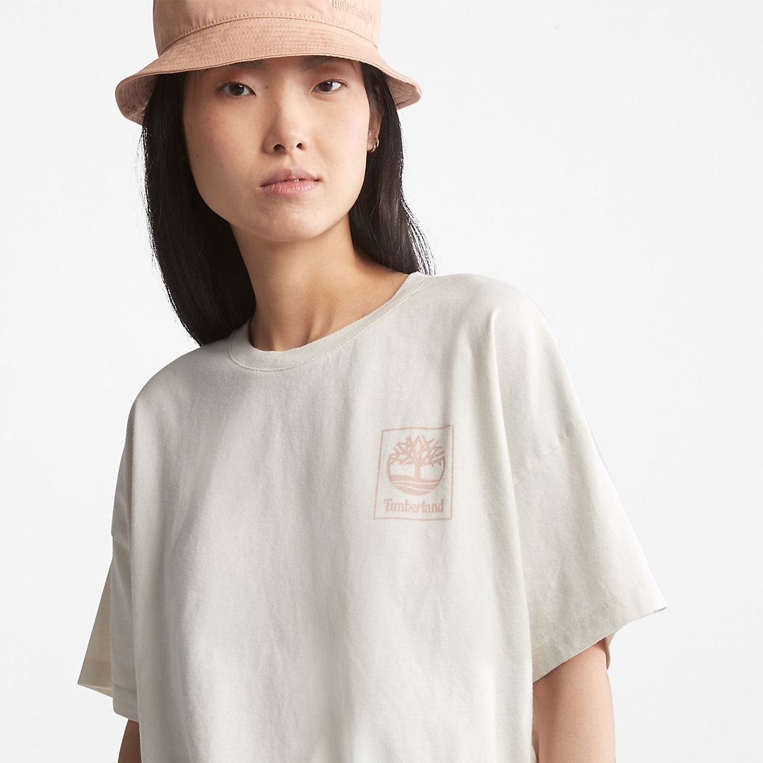 Cropped T-Shirt with Drawstring Hem for Women in White Timberland On Sale