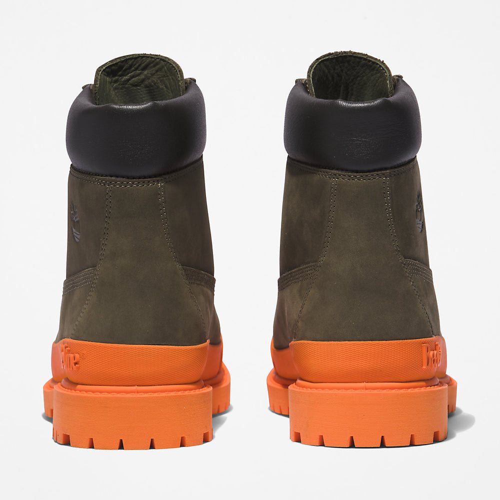 Bee Line x Timberland® 6 Inch Rubber Toe Boot for Women in Dark Green/Orange Timberland US