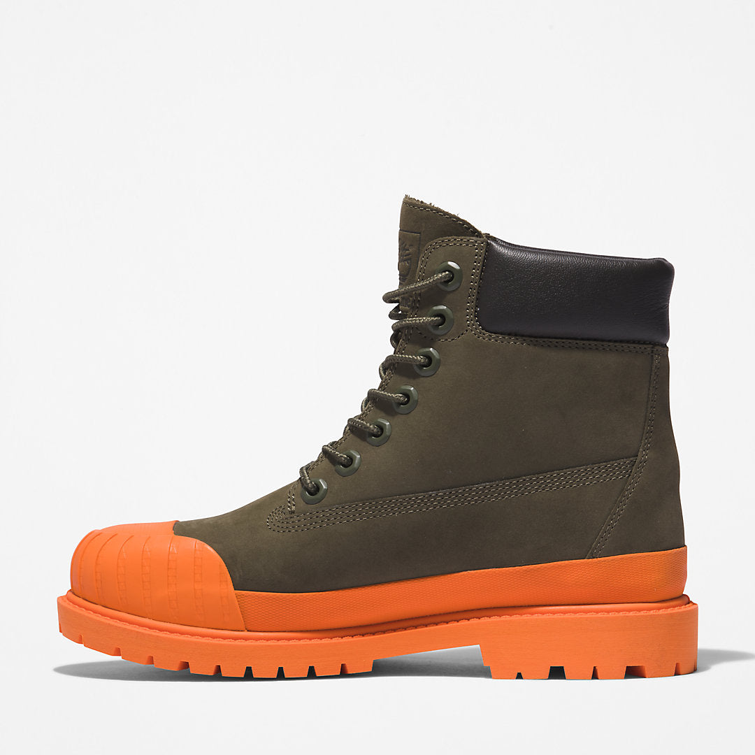 Bee Line x Timberland® 6 Inch Rubber Toe Boot for Women in Dark Green/Orange Timberland US