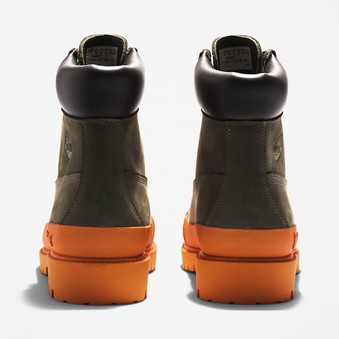 Bee Line x Timberland® 6 Inch Rubber Toe Boot for Men in Dark Green/Orange Timberland On Sale