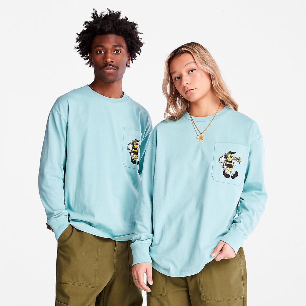 Bee Line x Timberland® Back-graphic Long-sleeved T-Shirt in Blue Timberland Online