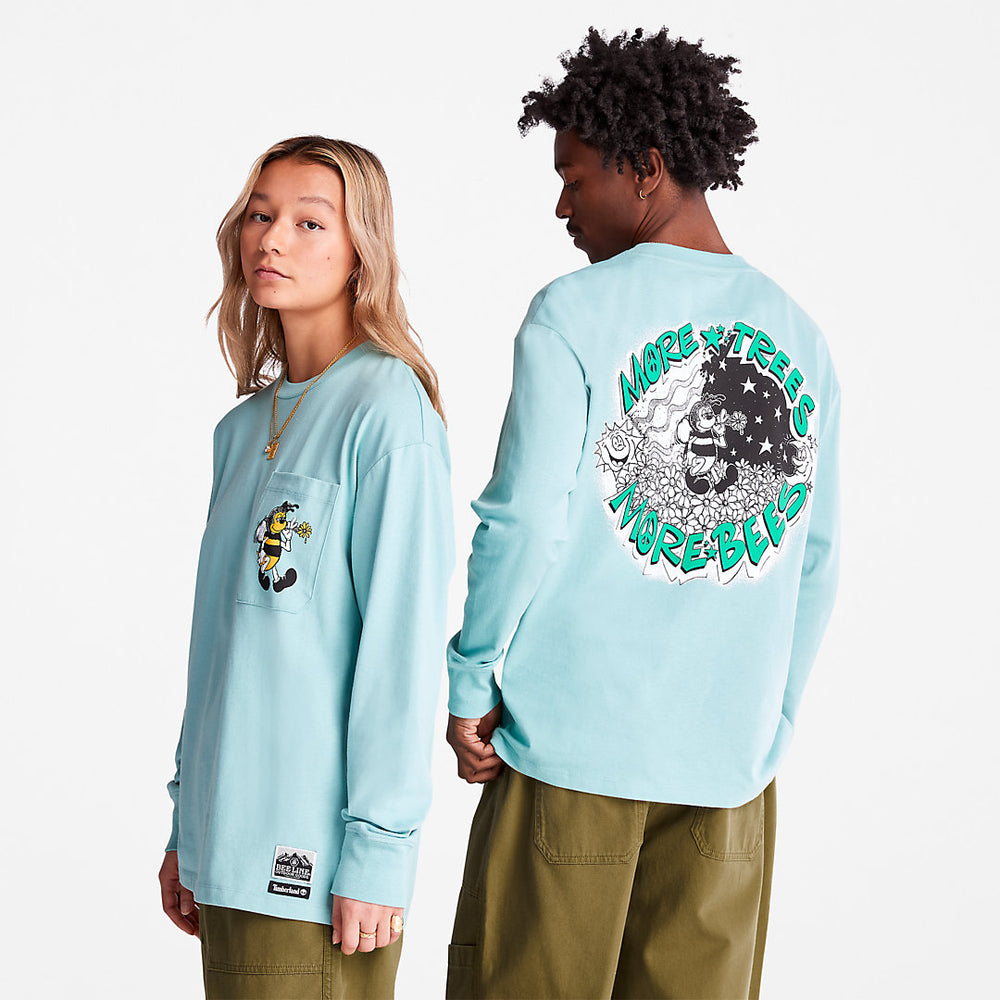 Bee Line x Timberland® Back-graphic Long-sleeved T-Shirt in Blue Timberland Online