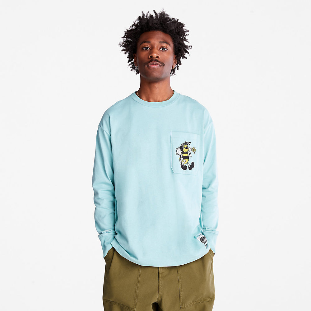 Bee Line x Timberland® Back-graphic Long-sleeved T-Shirt in Blue Timberland Online