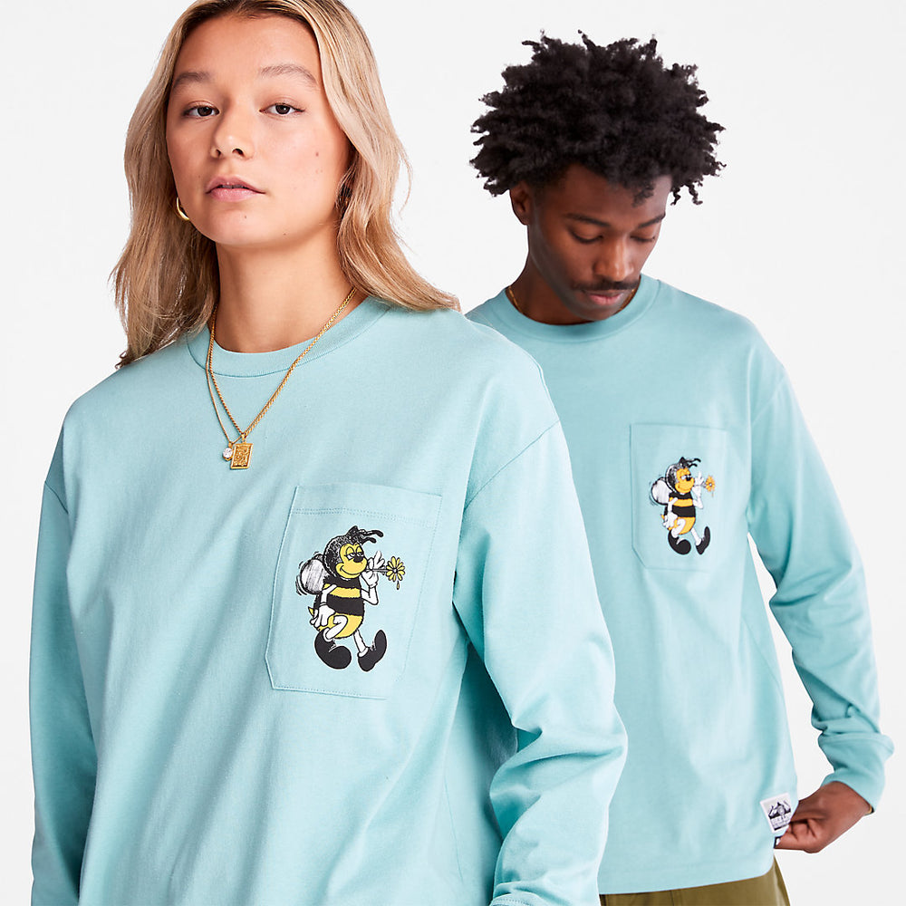 Bee Line x Timberland® Back-graphic Long-sleeved T-Shirt in Blue Timberland Online