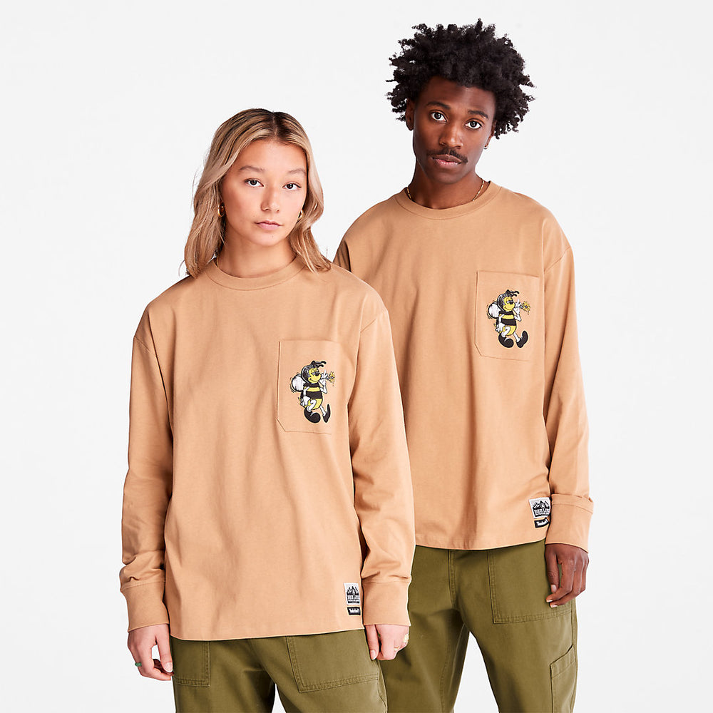 Bee Line x Timberland® Back-graphic Long-sleeved T-Shirt in Brown Timberland Sale