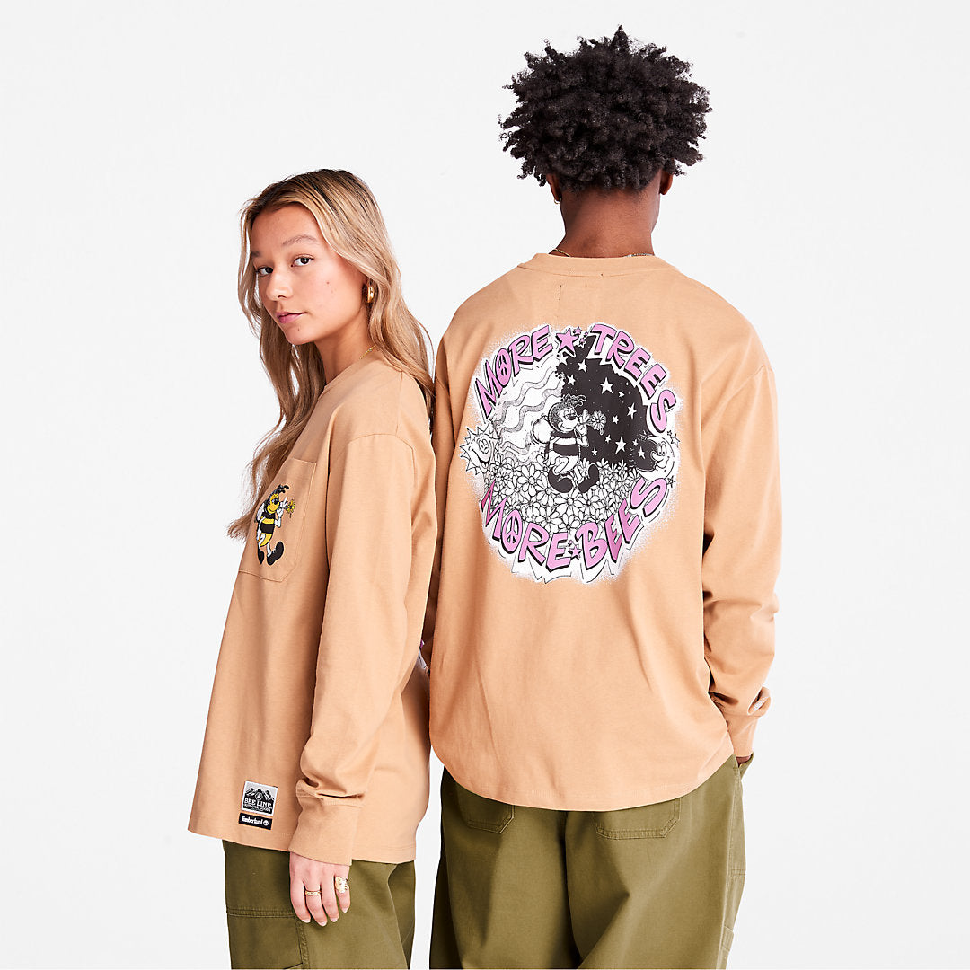 Bee Line x Timberland® Back-graphic Long-sleeved T-Shirt in Brown Timberland Sale
