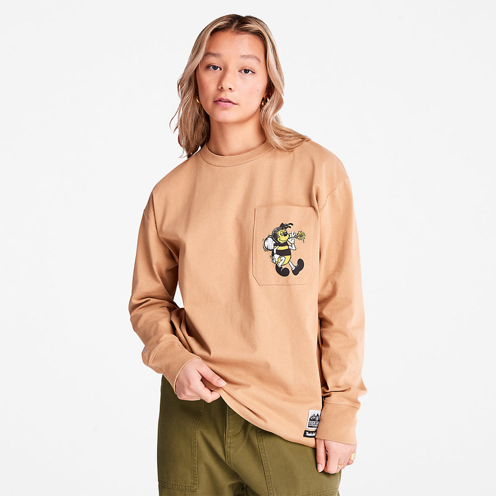 Bee Line x Timberland® Back-graphic Long-sleeved T-Shirt in Brown Timberland Sale