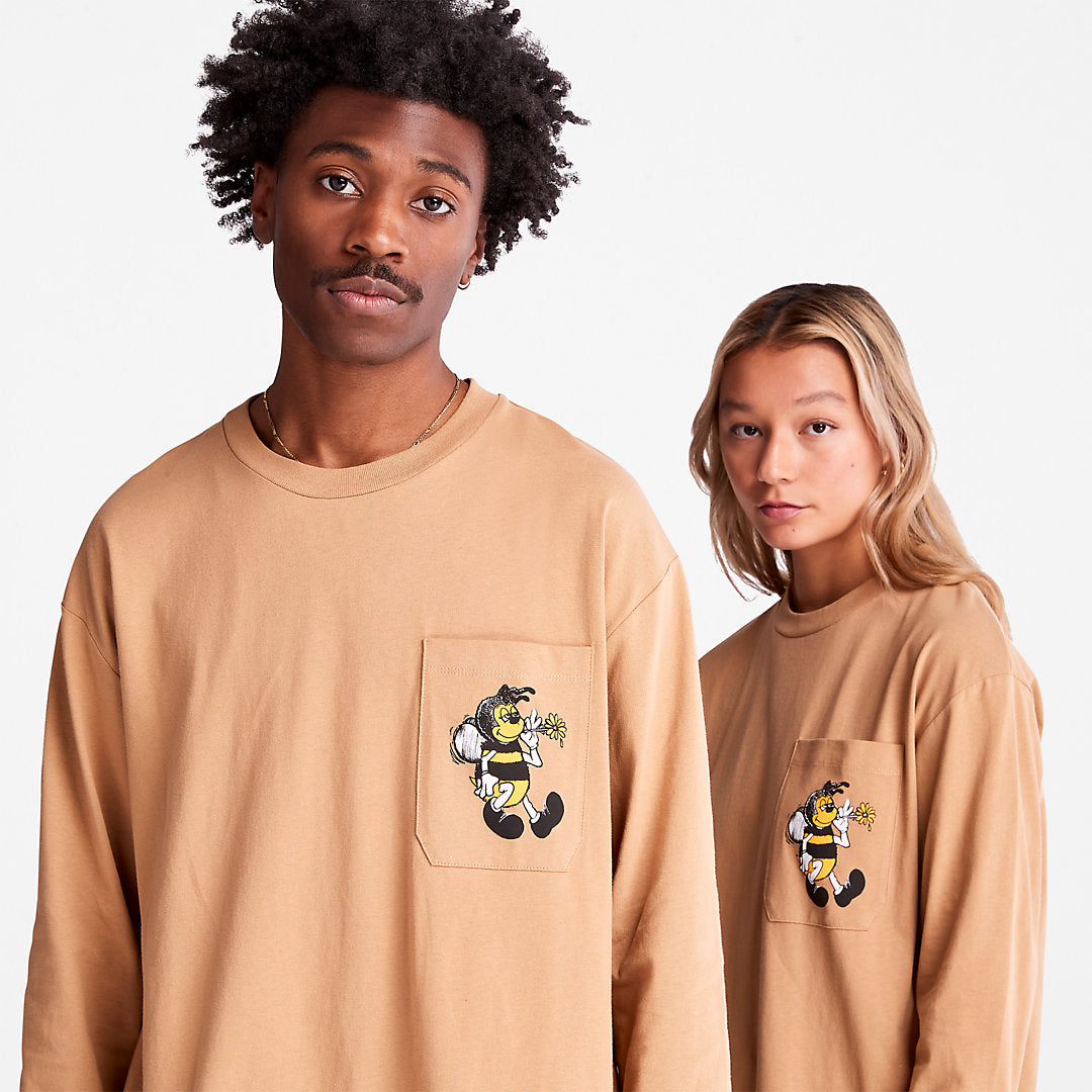 Bee Line x Timberland® Back-graphic Long-sleeved T-Shirt in Brown Timberland Sale