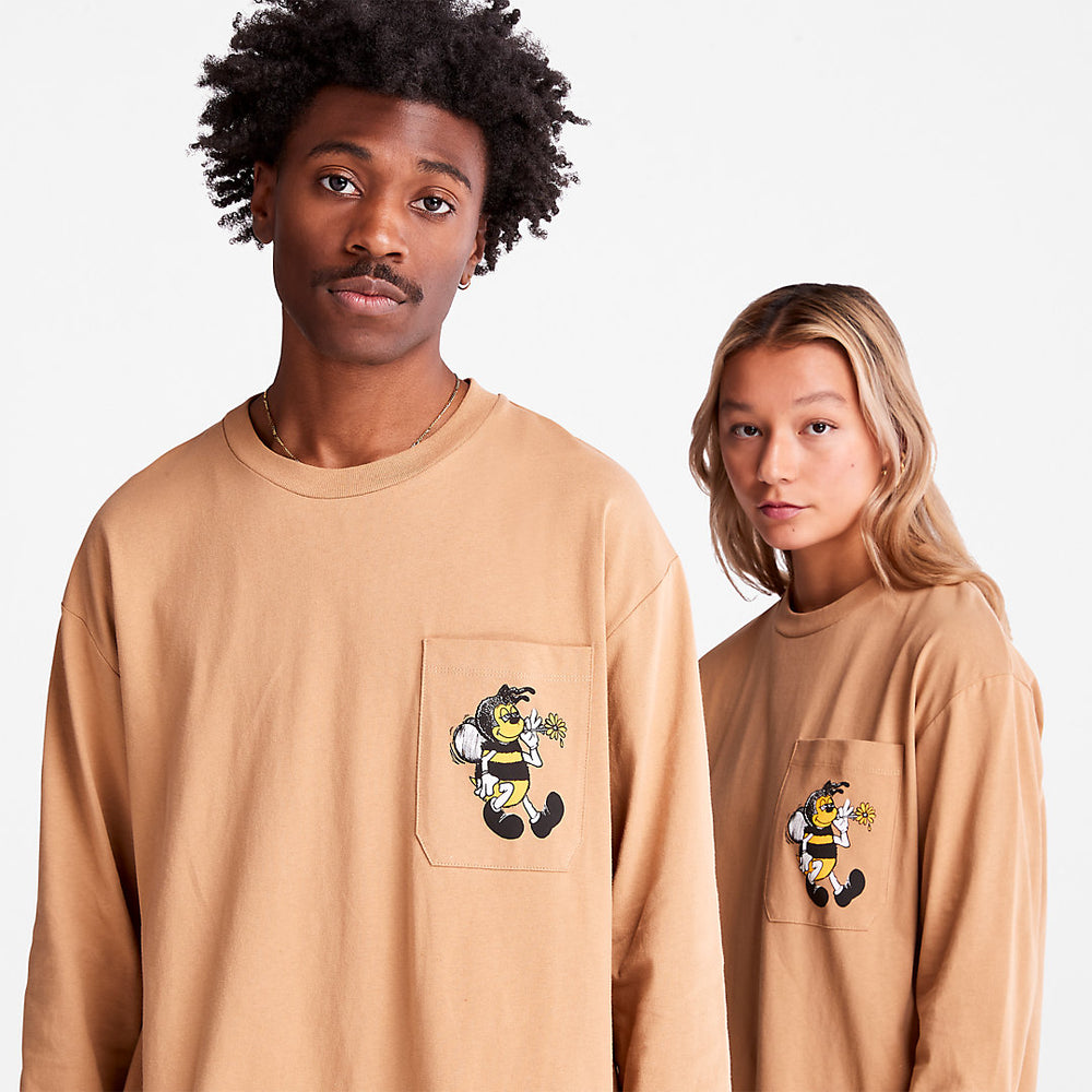 Bee Line x Timberland® Back-graphic Long-sleeved T-Shirt in Brown Timberland Sale